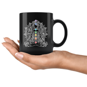 7 Chakras Meditation Black Mug