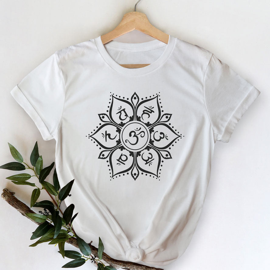 Wellcoda Mandala Yoga Womens T-shirt, Spiritual Casual Design Printed Tee