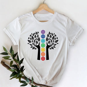 7 Chakras Tree of Life White Unisex Shirt