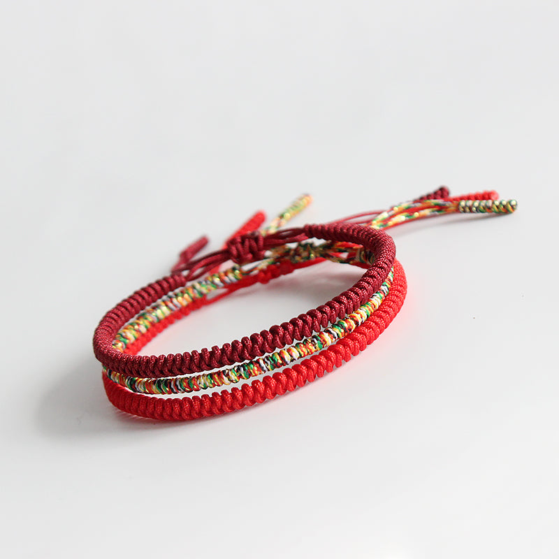 Handmade Red String Rope Bracelet Tibetan Buddhist Braided Thread Bracelet  For Women Men Lucky Charm Jewelry