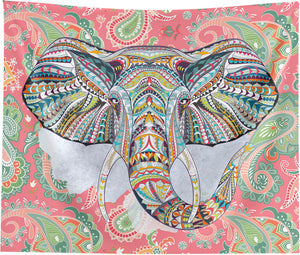 Ethnic Elephant Red Wall Tapestry