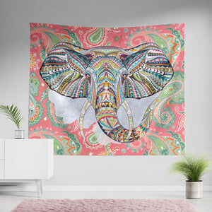 Ethnic Elephant Red Wall Tapestry