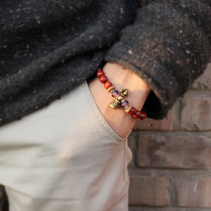 Tibetan Red Sanders & Vajra Diamond Bracelet - 7 Chakra Store