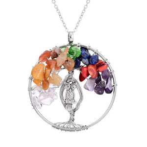 Charming Owl Tree of Life Necklace - 7 Chakra Store