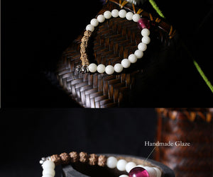 White Bodhi & Rudraksha Seed Bracelet - 7 Chakra Store