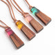 Natural Wood & Resin Necklaces with Leather Rope - 7 Chakra Store