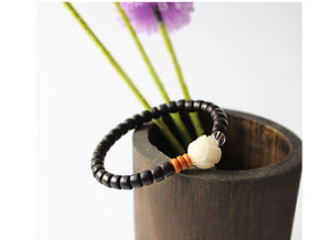 Coconut Shell White Bodhi Seed Bracelet - 7 Chakra Store