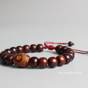 Red Sander Wood Tibetan Agate Bracelet - 7 Chakra Store