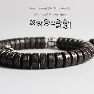 Tibetan Vajra Charm Coconut Shell Bracelet - 7 Chakra Store