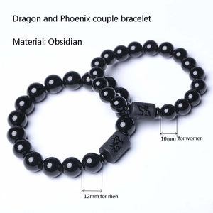 Dragon Phoenix Black Obsidian Bracelet - 7 Chakra Store