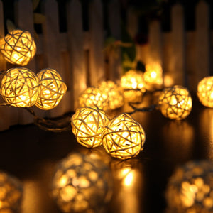 Rattan Ball String Lights - 20 LED - 2M - 7 Chakra Store