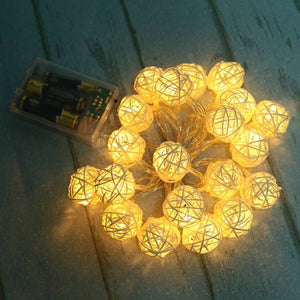 Rattan Ball String Lights - 20 LED - 2M - 7 Chakra Store