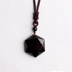 Six Stars Black Obsidian Necklace - 7 Chakra Store