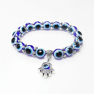 Blue Evil Eye Hamsa Hand Bracelet - 7 Chakra Store