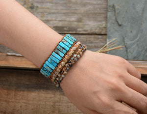 Mahalia Bohemian Turquoise Leather Wrap Bracelet - 7 Chakra Store