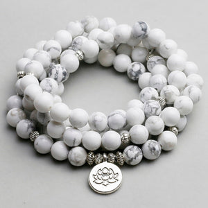 White Howlite Mala Beads - 7 Chakra Store