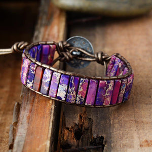 Darna Purple Jasper Leather Boho Wrap Bracelet - 7 Chakra Store