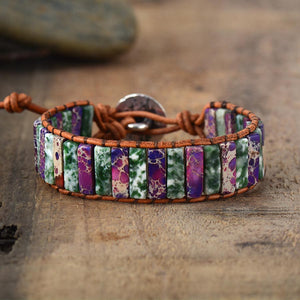 Darna Purple Jasper Leather Boho Wrap Bracelet - 7 Chakra Store