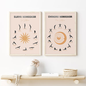 Sun & Moon Salutation Yoga Posters