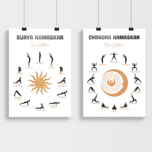 Sun & Moon Salutation Yoga Posters