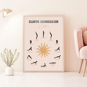 Sun Salutation Surya Namaskar Yoga Poster